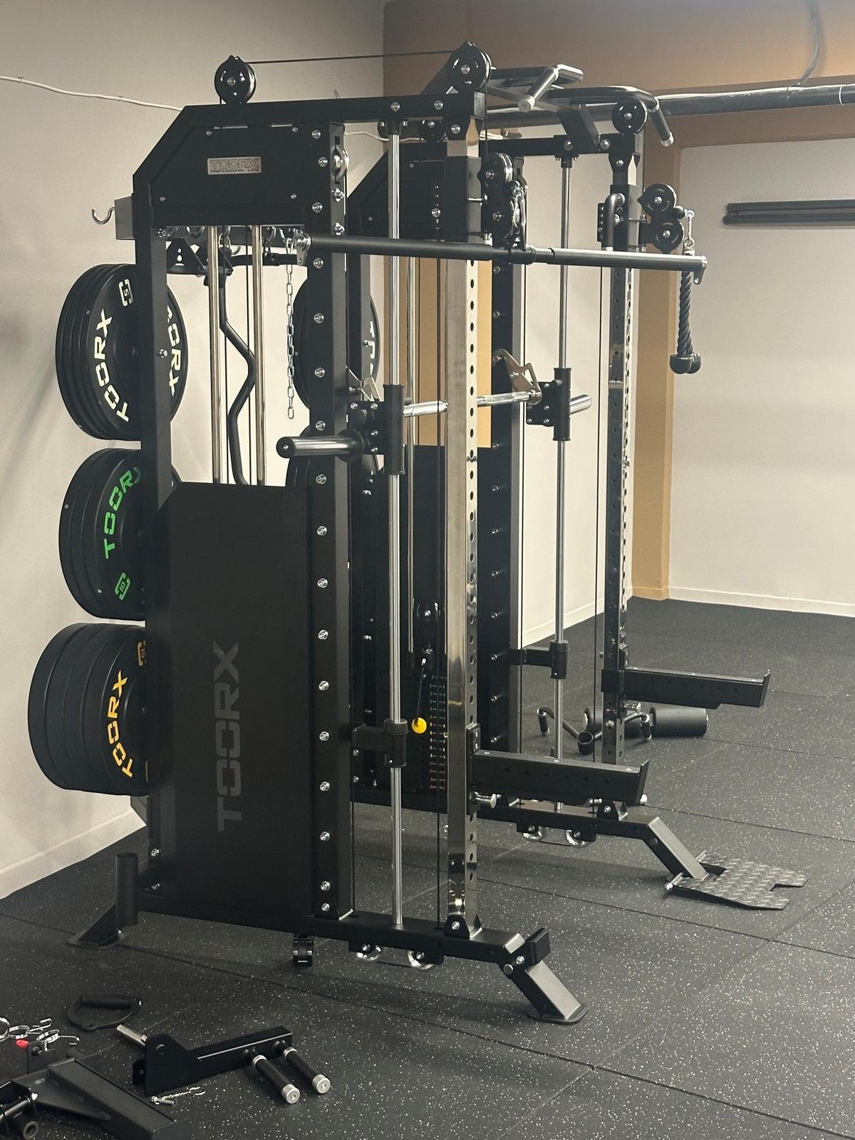 Dedicated weight lifting station with dumbbells and barbells